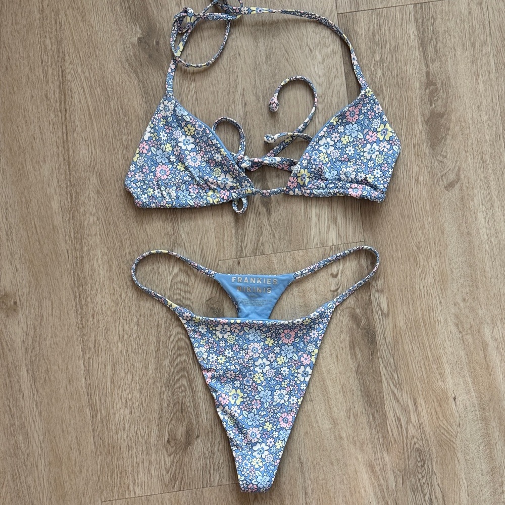 Frankie's Bikinis Blue Floral Bikini Set